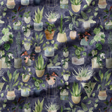 Houseplants - Navy - Organic Cotton/Spandex Euro Knit Jersey