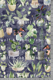 Houseplants - Navy - Organic Cotton/Spandex Euro Knit Jersey